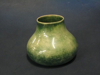A Royal Doulton green lustre stub shaped circular vase, base marked Royal Doulton 4"