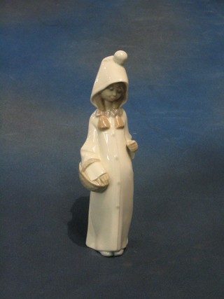 A Lladro figure of a bonnetted girl with basket, the base marked M407D3 MY, 9"