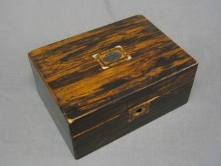 A Victorian simulated rosewood trinket box with hinged lid, 12" (hinge and lock f)