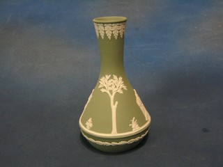 A Wedgwood green Jasperware club shaped vase, base marked 76 7"