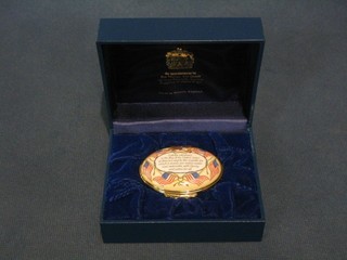 A Halycyon Days oval enamelled box presented by the Chief Executive Gold Excellence Award by R Arizona USA 2", boxed
