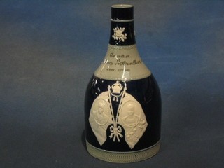 A Copeland late Spode pottery decanter to commemorate the Coronation of King George V and Queen Mary 8 1/2" (no stopper and base drilled for lamp)