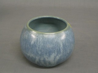 A  C. Whowill Pottery blue glazed vase, the base marked C Whowill Prestbury 4"