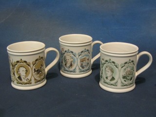 A set of 12 Denby commemorative mugs decorated countries with famous figures