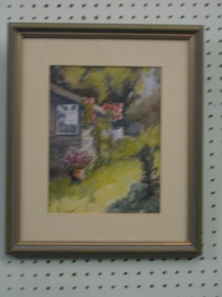 P Somerville, impressionist watercolour "Garden Shed" 8" x 6" 