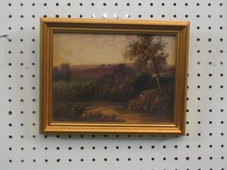 C Morris, 19th Century oil on card "Country Cottage with Trees" 6" x 7 1/2"