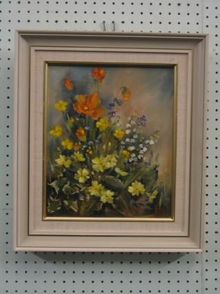 Elizabeth Davis, oil painting on canvas "Vase of Flowers" 12" x 10" signed