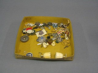 A small collection of Canadian and other military badges and various costume jewellery