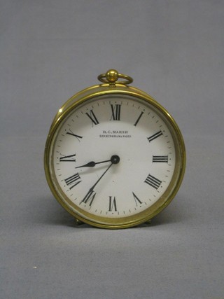 A 19th/20th Century 8 day mantel clock with enamelled dial and Roman numerals by R C Marsh Birmingham and Paris