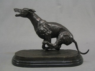 James Osborne, a bronze figure of a running greyhound, raised on an oval naturalistic base 30", reputedly Bally Regan Bob
