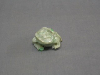 An Eastern carved stone figure of a seated toad 2"