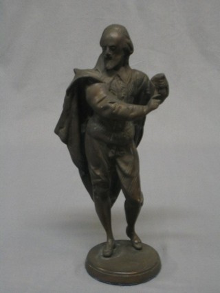 A 20th Century bronze figure of a standing William Shakespeare 13"