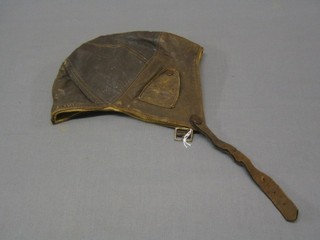An old leather flying helmet