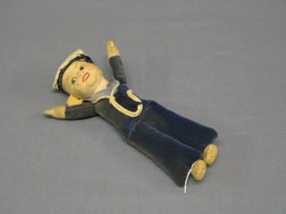 A Nora Welling style felt figure of a sailor 8" (sight moth to ear)