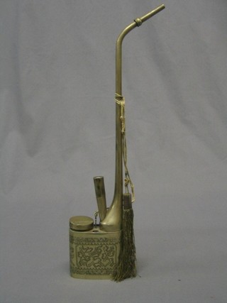 A 19th/20th Century Oriental engraved metal opium pipe