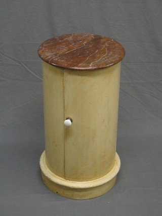 A 19th Century circular pot cupboard with faux marble top 15"
