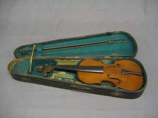 A violin by Biensaif complete with wooden carrying case