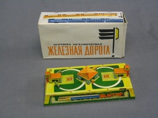 A Japanese tin plate train game, boxed