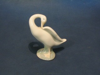 A Lladro figure of a preening goose 5"