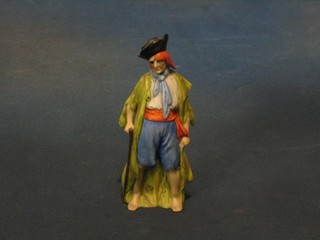 A Goebal? porcelain figure of a standing pirate, the base with crown cypher mark 6"