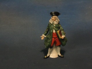 A Goebal? porcelain figure of a learned gentleman wearing a cocked hat, (base chipped) 6"