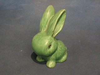 A Sylvac green glazed figure of a rabbit, the base marked 3990 5"