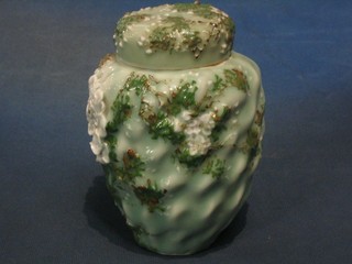 A floral encrusted ginger jar and cover 6"