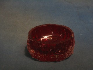 A circular Whitefriars red glass ashtray 5"