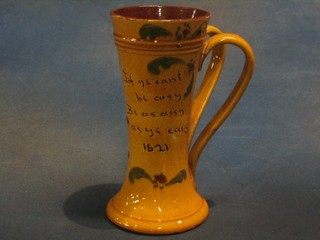 A Mottoware waisted twin handled vase marked 1821, 8"