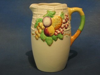 A Wilkinson's pottery jug decorated fruit 8"