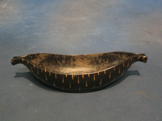 A Beswick boat shaped bowl with gilt decoration, base marked 1353, 11"
