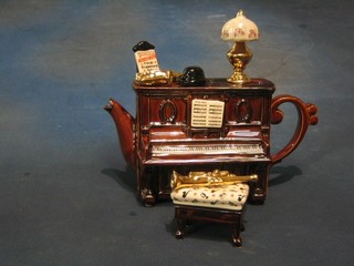 Leyburns North Yorkshire The Pottery, a limited edition pottery teapot in the form of a piano complete with stool