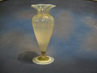 A Vaseline glass vase 12" (some chips to base)