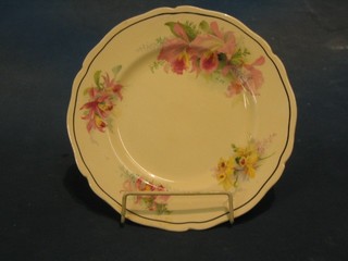 A Royal Doulton Orchid pattern meat plate 11" and 6  circular side plates 8 1/2"