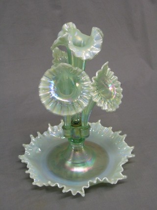 A handsome 20th Century limited edition Centennial collection  green glass centre piece signed Frank M Fenton
