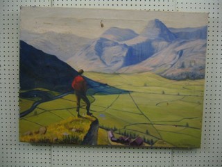 J C J Turner, oil on canvas "Great Langdale" 22" x 30"
