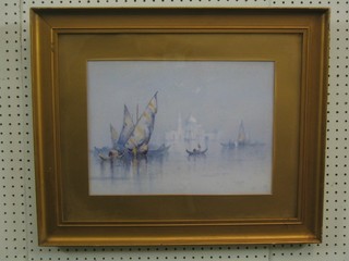 A Cooper, 19th Century impressionist watercolour drawing "The Lagoon Venice" 11" x 14" indistinctly signed (some foxing)