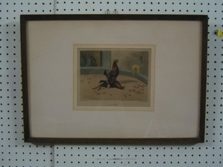 After Alken, 18th/19th Century country print, engraved by Stock "Cock Fighting Scene - The Death" 6" x 7"