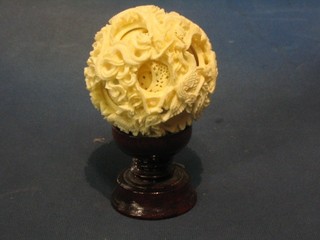 A large carved ivory puzzle ball 4"