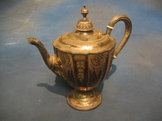 A Victorian silver plated coffee pot