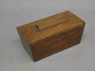 A 19th Century rosewood tea caddy of sarcophagus form 12" 