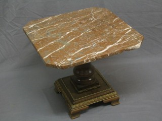 A 19th Century octagonal shaped roll topped occasional table, raised on bulbous turned column with square base, raised on bracket feet, 22"