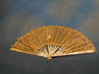 A 19th Century fan with mother of pearl guards (some f)