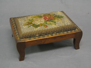 A 19th Century rectangular mahogany stool with Berlin wool work seat 14"