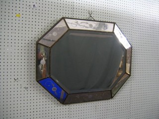 An etched lozenge shaped plate mirror