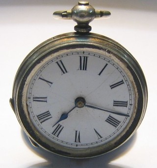 A silver open faced pocket watch (f)