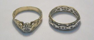 A lady's modern 9ct gold dress ring together with 1 other ring
