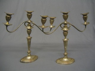 A pair of Adam style 3 light silver plated candelabrum 17"