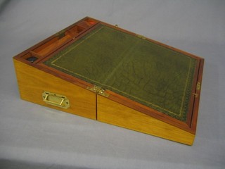 A 20th Century walnut writing slope with hinged lid 18"