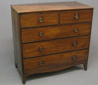 A 19th Century mahogany chest fitted 2 short and 3 long drawers, raised on bracket feet 43"
